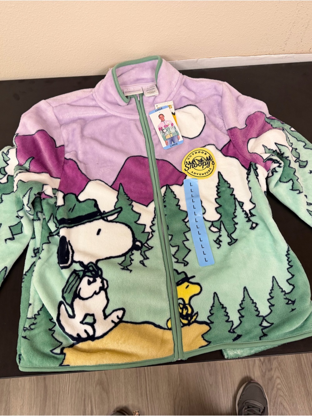 Peanuts Lilac Fleece Jacket with Mint Trim